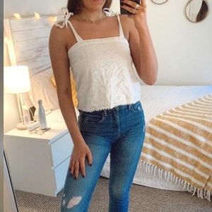 Aerie white eyelet tank with the straps